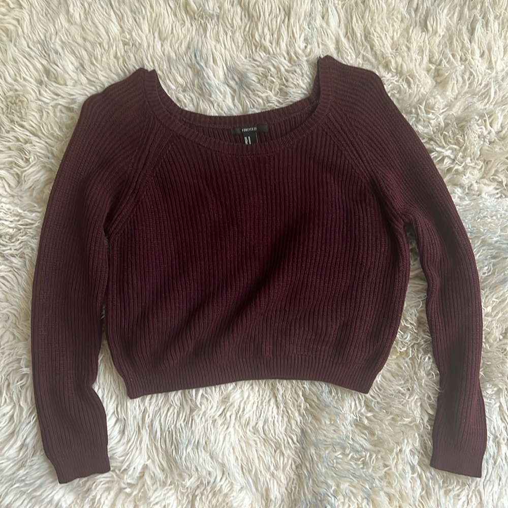 Burgundy Ribbed Sweater